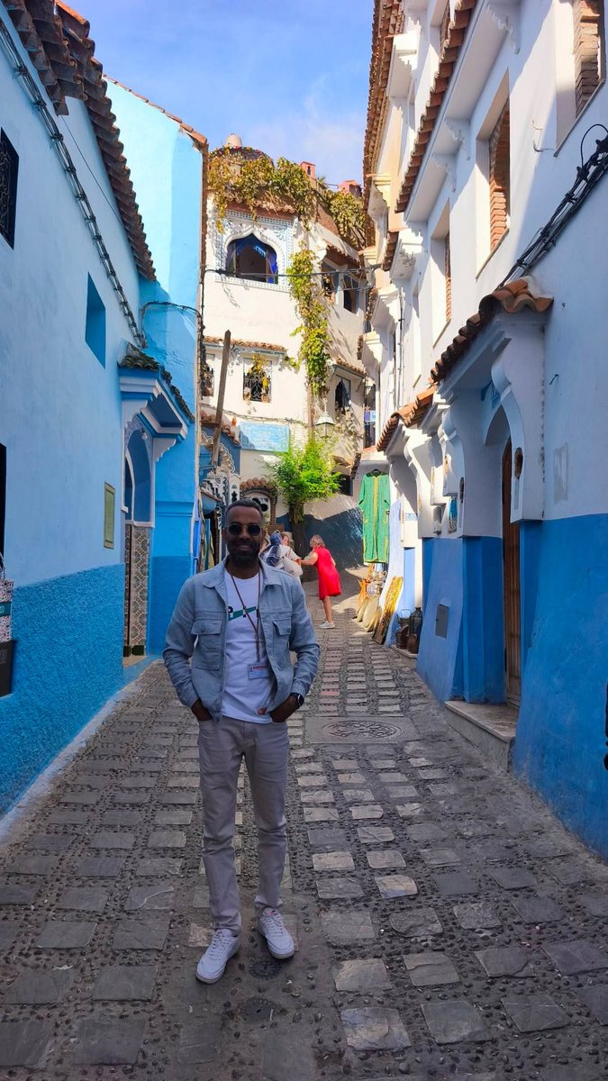 Blue medina street in Morocco